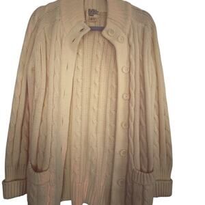 Vintage Sears sweater cable knit chunky cardigan! Cream colored and cozy! sz Med